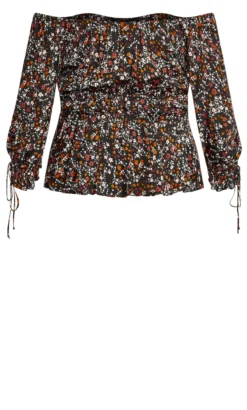 City Chic CCX Black Floral Print Bardot Top -Bold Fit Store 20322070SDITSY 9