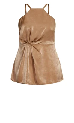 City Chic Bronze Ruched Longline Top -Bold Fit Store 203313BRONZE 7