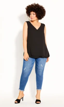 City Chic Black Double Layer Vest Top -Bold Fit Store 203621BLACK 5