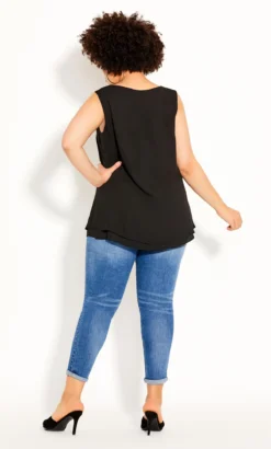 City Chic Black Double Layer Vest Top -Bold Fit Store 203621BLACK 6