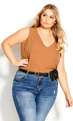 City Chic Orange Double Layer Top