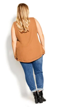 City Chic Orange Double Layer Top -Bold Fit Store 203621GINGER 115