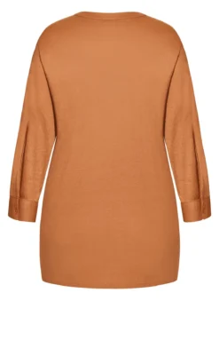 City Chic Ginger Long Sleeve Longline Top -Bold Fit Store 203625GINGER 5
