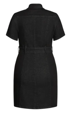 City Chic Black Utility Denim Dress -Bold Fit Store 203639WASHEDBLACK 8