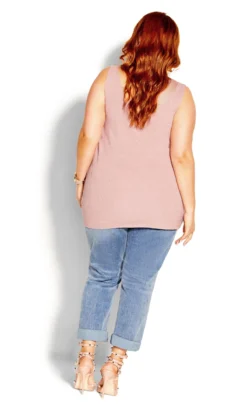 City Chic Light Pink Ribbed V-Neck Vest Top -Bold Fit Store 203653CRYSTALPINK 5