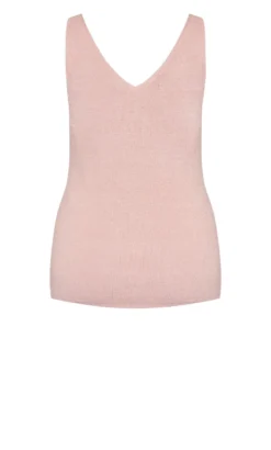 City Chic Light Pink Ribbed V-Neck Vest Top -Bold Fit Store 203653CRYSTALPINK 7