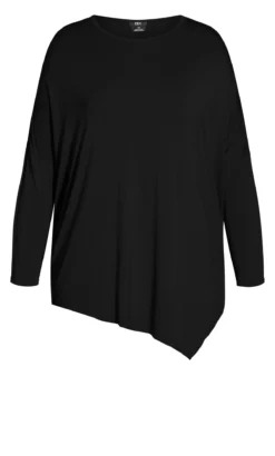 City Chic Black Long Sleeve Side Split Top -Bold Fit Store 203671BLACK 4