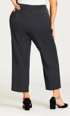 Avenue Navy Blue Straight Leg Petite Trousers -Bold Fit Store 203917CHARCOAL 114