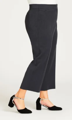 Avenue Navy Blue Straight Leg Petite Trousers -Bold Fit Store 203917CHARCOAL 115