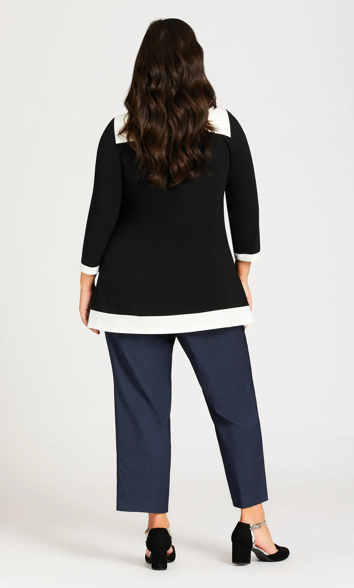 Avenue Petite Blue Stretch Zip Straight Leg Trousers 3 Avenue Petite Blue Stretch Zip Straight Leg Trousers - Image 3