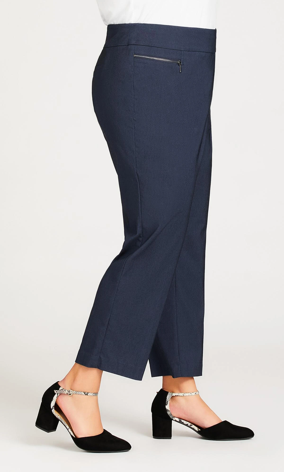 Avenue Petite Blue Stretch Zip Straight Leg Trousers 5 Avenue Petite Blue Stretch Zip Straight Leg Trousers - Image 5