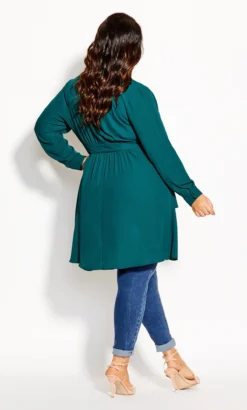 City Chic Teal Green Ruffle Wrap Top -Bold Fit Store 204078ALPINE 3
