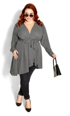 City Chic Teal Green Ruffle Wrap Top -Bold Fit Store 204078DEEPSAGE 2