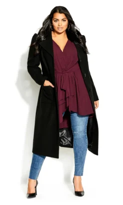 City Chic Wine Red Longline Wrap Top -Bold Fit Store 204078PORT 15