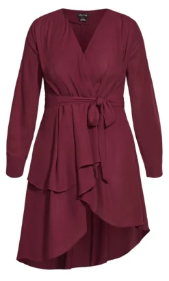 City Chic Wine Red Longline Wrap Top -Bold Fit Store 204078PORT 6