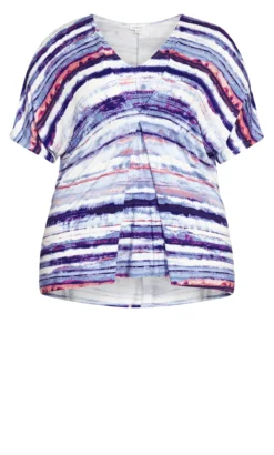 Avenue Purple Tie Dye Print Pleat Front Top -Bold Fit Store 204138BLUPNKST 121