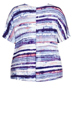 Avenue Purple Tie Dye Print Pleat Front Top -Bold Fit Store 204138BLUPNKST 122