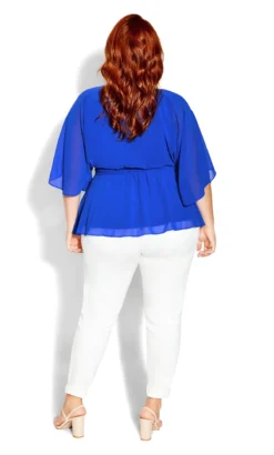 City Chic Blue Elegant Wrap Top -Bold Fit Store 204370COBALT 4