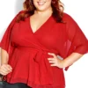 City Chic Red Elegant Wrap Top