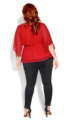 City Chic Red Elegant Wrap Top -Bold Fit Store 204370LOVERED 4