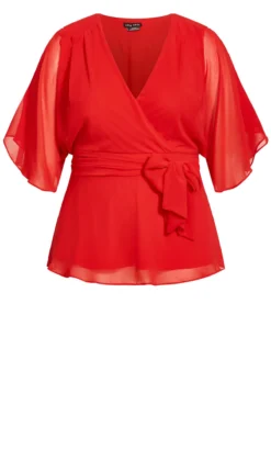 City Chic Red Elegant Wrap Top -Bold Fit Store 204370LOVERED 5
