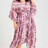 Avenue Pink Tile Print Hanky Hem Dress