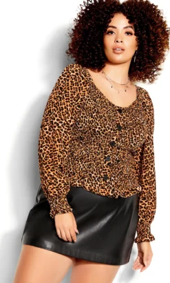 City Chic Animal Print Top