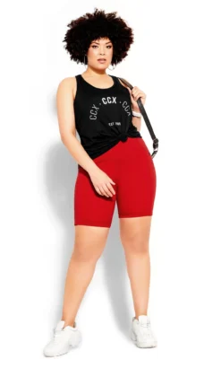 City Chic CCX Blue Logo Print Active Vest Top