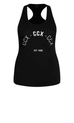 City Chic CCX Blue Logo Print Active Vest Top -Bold Fit Store 205507BLACK 6