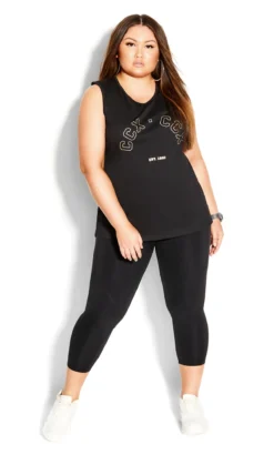 City Chic Black Active Tank Top