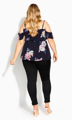 City Chic Navy Floral Bardot Top -Bold Fit Store 205546TRUELOVEFL 3