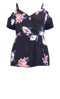 City Chic Navy Floral Bardot Top -Bold Fit Store 205546TRUELOVEFL 4
