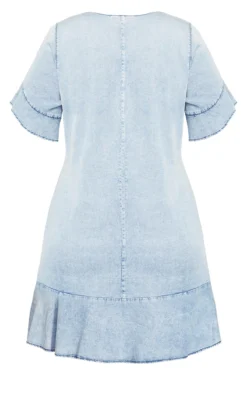 City Chic CCX Light Blue Denim Frill Dress -Bold Fit Store 205571LIGHTDENIM 5