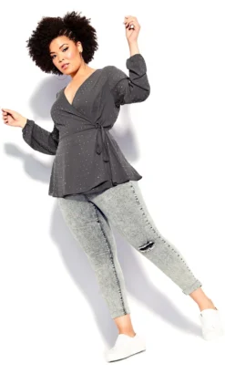 City Chic Grey Bling Flirt Top -Bold Fit Store 205821NIGHTSKY 5