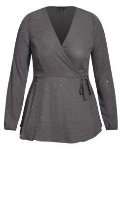 City Chic Grey Bling Flirt Top -Bold Fit Store 205821NIGHTSKY 6
