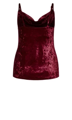 City Chic Burgundy Red Crushed Velvet Cowl Neck Vest Top -Bold Fit Store 205830RUBY 6