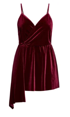 City Chic Red Velvet Sash Wrap Top -Bold Fit Store 205845RUBY 4