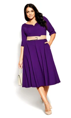 City Chic Purple Skater Midi Dress -Bold Fit Store 205858PETUNIA 1