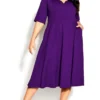 City Chic Purple Skater Midi Dress