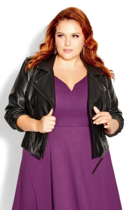 City Chic Purple Skater Midi Dress -Bold Fit Store 205858PLUM 1