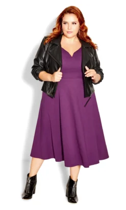 City Chic Purple Skater Midi Dress -Bold Fit Store 205858PLUM 2