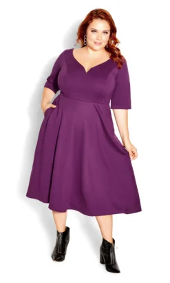 City Chic Purple Skater Midi Dress -Bold Fit Store 205858PLUM 3