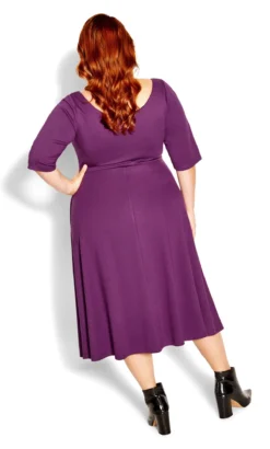 City Chic Purple Skater Midi Dress -Bold Fit Store 205858PLUM 4