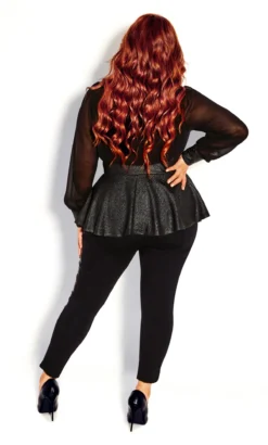 City Chic Black Sparkle Peplum Top -Bold Fit Store 205859BLACK 2