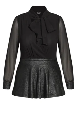 City Chic Black Sparkle Peplum Top -Bold Fit Store 205859BLACK 3