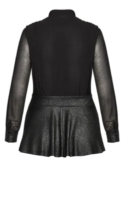 City Chic Black Sparkle Peplum Top -Bold Fit Store 205859BLACK 4