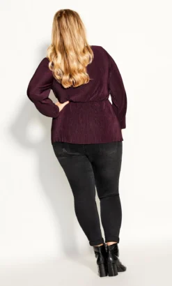 City Chic Purple Plisse Wrap Top -Bold Fit Store 205874SPICEDPLUM 3