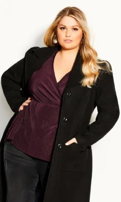 City Chic Purple Plisse Wrap Top -Bold Fit Store 205874SPICEDPLUM 4