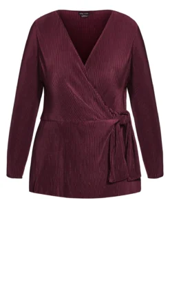 City Chic Purple Plisse Wrap Top -Bold Fit Store 205874SPICEDPLUM 6