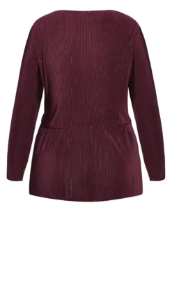 City Chic Purple Plisse Wrap Top -Bold Fit Store 205874SPICEDPLUM 7
